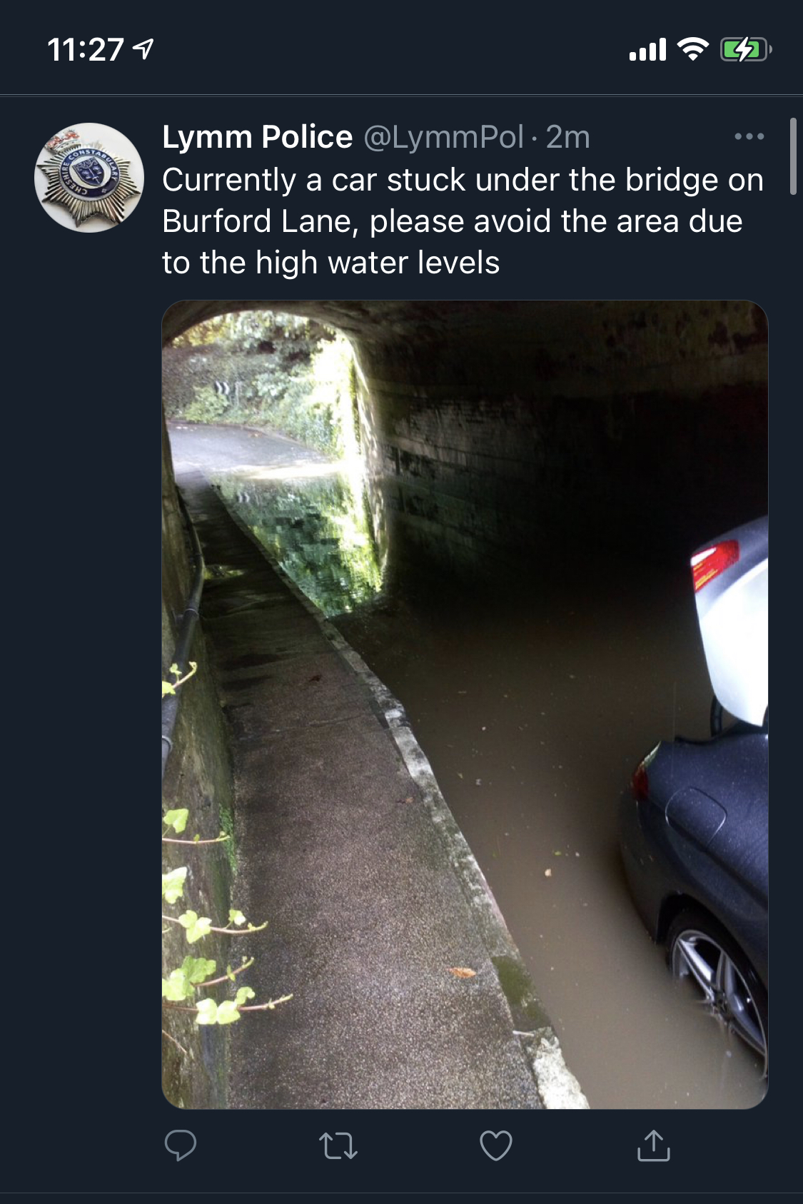 2021.08.08 Lymm Police tweet
